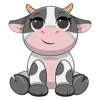 schattig baby koe zittend tekenfilm vector icoon illustratie. dier natuur icoon concept geïsoleerd premie vector. vlak tekenfilm stijl