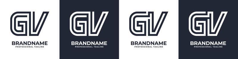 brief gv of vg globaal technologie monogram logo, geschikt voor ieder bedrijf met gv of vg initialen. vector