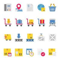 vlak kleur pictogrammen voor logistiek levering. vector