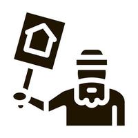 dakloos met naambord huis icoon vector glyph illustratie