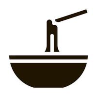 vloeistof kaas in fondue vleespen kom icoon vector glyph illustratie