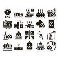 gas- brandstof industrie glyph reeks vector
