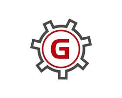 eerste brief g uitrusting logo ontwerp sjabloon. uitrusting ingenieur logotype vector