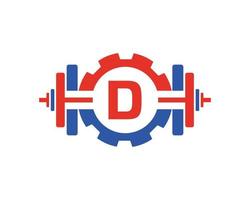 eerste alfabet brief d Sportschool geschiktheid logo ontwerp sjabloon vector