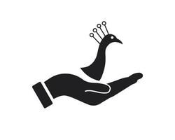 hand- vogel logo ontwerp. duif logo met hand- concept vector. hand- en vogel logo ontwerp vector