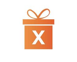 brief X geschenk doos logo vector sjabloon