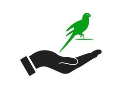 hand- vogel logo ontwerp. duif logo met hand- concept vector. hand- en vogel logo ontwerp vector