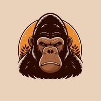 gorilla hoofd logo dier karakter logo mascotte vector tekenfilm ontwerp sjabloon