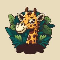 giraffe logo dier karakter logo mascotte vector tekenfilm ontwerp sjabloon