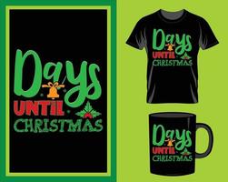 dagen tot Kerstmis citaat t-shirt en mok ontwerp vector