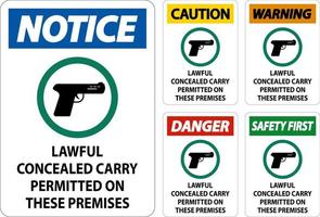 merk op vuurwapens toegestaan teken wettig verborgen dragen toegestaan Aan deze gebouwen vector