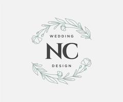 nc initialen brief bruiloft monogram logos verzameling, hand- getrokken modern minimalistisch en bloemen Sjablonen voor uitnodiging kaarten, opslaan de datum, elegant identiteit voor restaurant, boetiek, cafe in vector