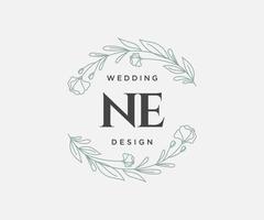 ne initialen brief bruiloft monogram logos verzameling, hand- getrokken modern minimalistisch en bloemen Sjablonen voor uitnodiging kaarten, opslaan de datum, elegant identiteit voor restaurant, boetiek, cafe in vector