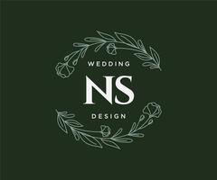 NS initialen brief bruiloft monogram logos verzameling, hand- getrokken modern minimalistisch en bloemen Sjablonen voor uitnodiging kaarten, opslaan de datum, elegant identiteit voor restaurant, boetiek, cafe in vector