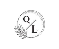 ql brief bruiloft monogram logos sjabloon, hand- getrokken modern minimalistisch en bloemen Sjablonen voor uitnodiging kaarten, opslaan de datum, elegant identiteit. vector