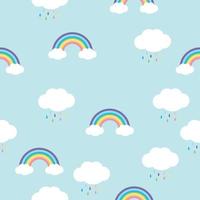 naadloze patroon van regenbogen en regenwolken vector