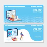 online winkelen en e-commerce-bannerset vector