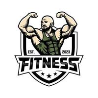 bodybuilding embleem en Sportschool logo ontwerp vector sjabloon