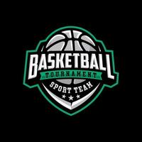 basketbal club logo, embleem, ontwerpen met bal. sport insigne vector illustratie