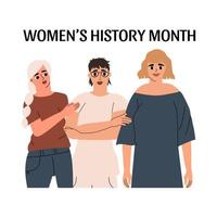kaart voor vrouwen geschiedenis maand. vector illustratie in hand- getrokken stijl