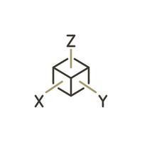 X y z as kubus vector tridimensional coördineren ruimten gekleurde icoon