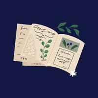 plakboek met tekst en planten. hand- getrokken vector illustratie. herbarium