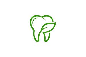 groen blad tandheelkundig tand logo vector