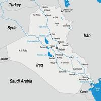 politiek kaart van de republiek van Irak met de meest belangrijk steden gemarkeerd in grijs en blauw tonen. vector