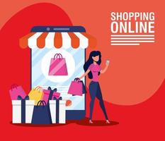 banner voor online winkelen en e-commerce vector