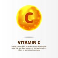 3D-bol geel goud vitamine C-molecuul vector