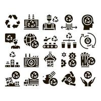 recycle fabriek ecologie industrie pictogrammen reeks vector