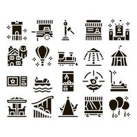 amusement park en attractie pictogrammen reeks vector