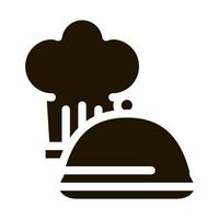 chef hoed dienblad icoon vector glyph illustratie