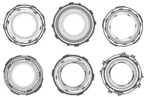 hud futuristische elementen. abstracte optische doel. cirkel geometrische vormen voor virtuele interface en games. camerazoeker voor sluipschutterwapen. vector set