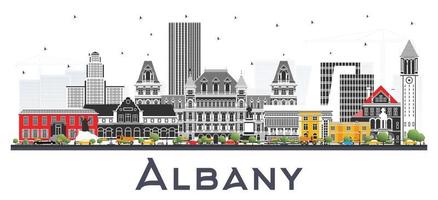 albany nieuw york stad horizon met kleur gebouwen geïsoleerd Aan wit. vector