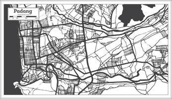 padang Indonesië stad kaart in zwart en wit kleur. schets kaart. vector