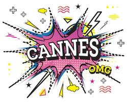 cannes grappig tekst in knal kunst stijl geïsoleerd Aan wit achtergrond. vector