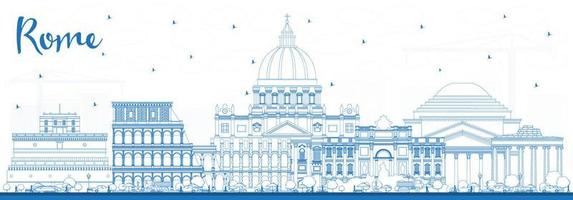 schets Rome Italië stad horizon met blauw gebouwen. vector