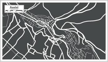 assisi Italië stad kaart in zwart en wit kleur in retro stijl. schets kaart. vector