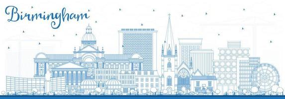 schets Birmingham uk stad horizon met blauw gebouwen. vector