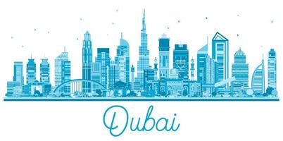 Dubai uae stad horizon met modern architectuur. vector