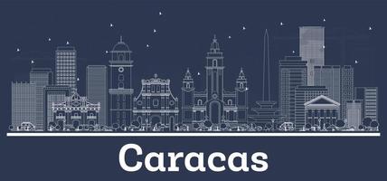 schets caracas Venezuela stad horizon met wit gebouwen. vector