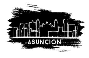 asuncion Paraguay stad horizon silhouet. hand- getrokken schetsen. vector