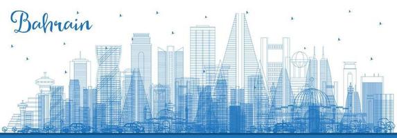 schets Bahrein stad horizon met blauw gebouwen. vector