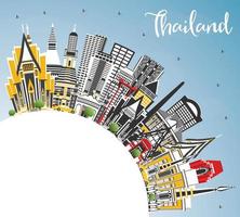 Thailand stad horizon met kleur gebouwen, blauw lucht en kopiëren ruimte. vector