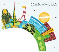 Canberra Australië stad horizon met kleur gebouwen, blauw lucht en kopiëren ruimte. vector