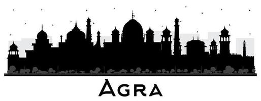 agra Indië stad horizon silhouet met zwart gebouwen geïsoleerd Aan wit vector