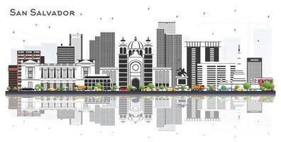 san Salvador stad horizon met grijs gebouwen en reflecties geïsoleerd Aan wit. vector