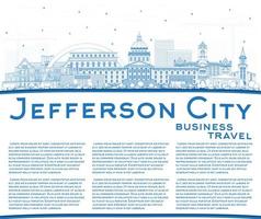 schets Jefferson stad Missouri horizon met blauw gebouwen en kopiëren ruimte. vector