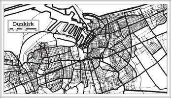 Duinkerken Frankrijk stad kaart in zwart en wit kleur in retro stijl. schets kaart. vector